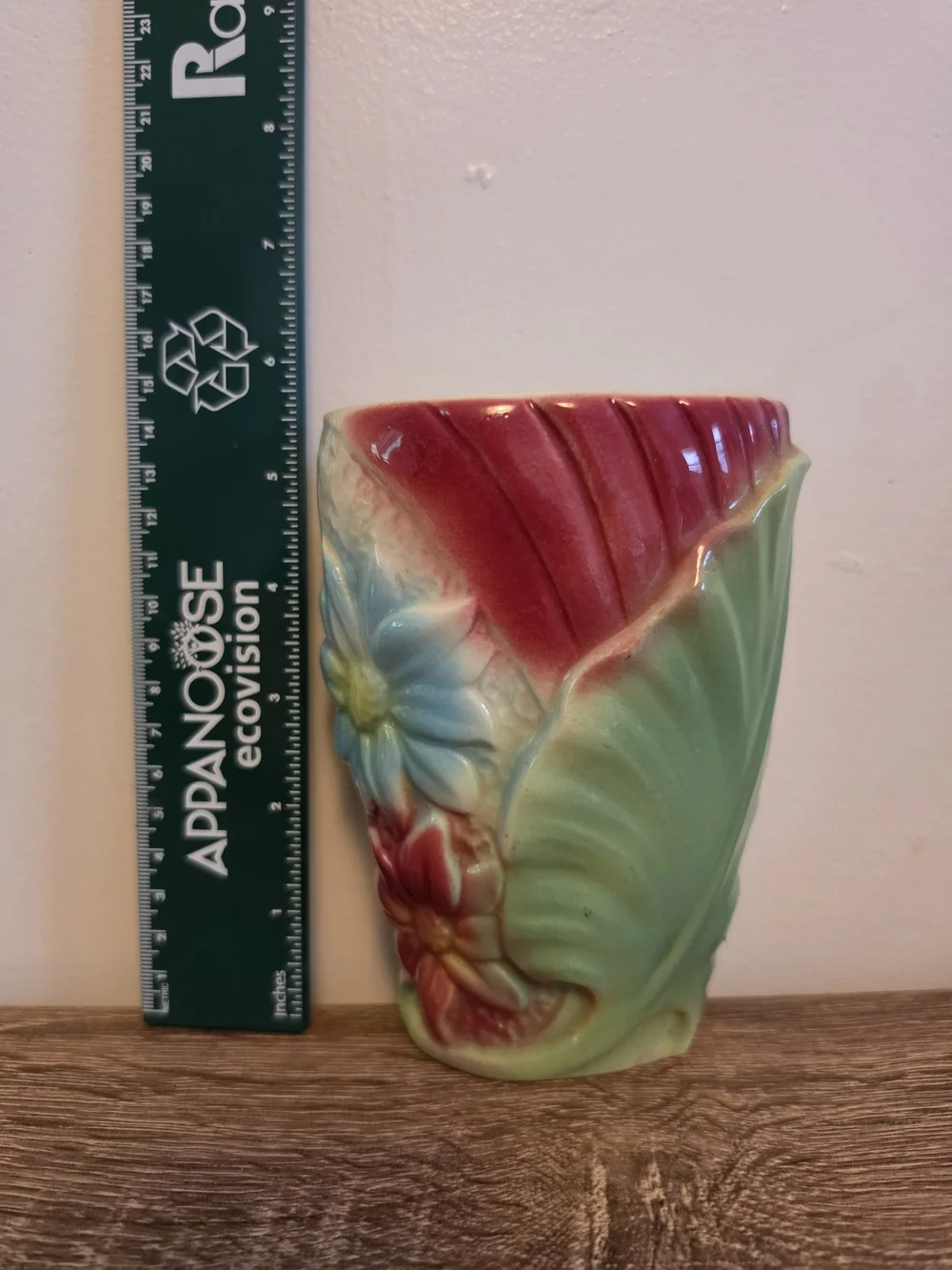 Vintage Floral Glazed Ceramic Wall Vase